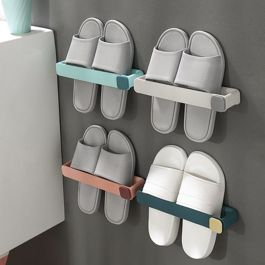 Estante de zapatillas de baño sin perforaciones para colgar en la pared